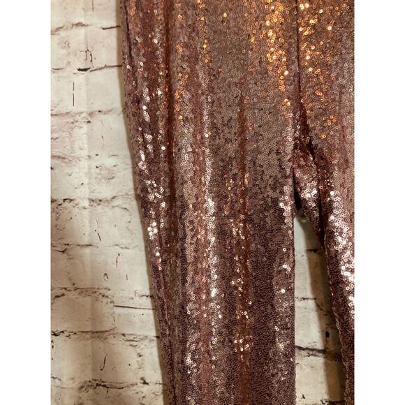 Project Runway Pants Womens Small All Over Sequins Blush Pink Pull On Stretch - Picture 4 of 15